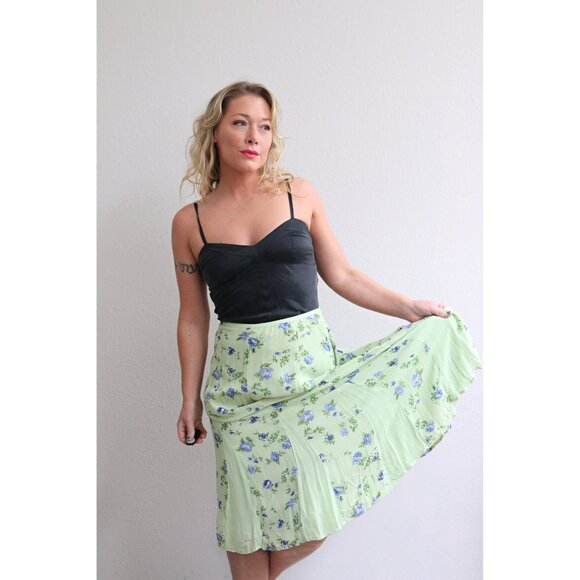 1990's Vintage April Cornell Spring Florals Skirt // Women's Medium to Large - Picture 3 of 11